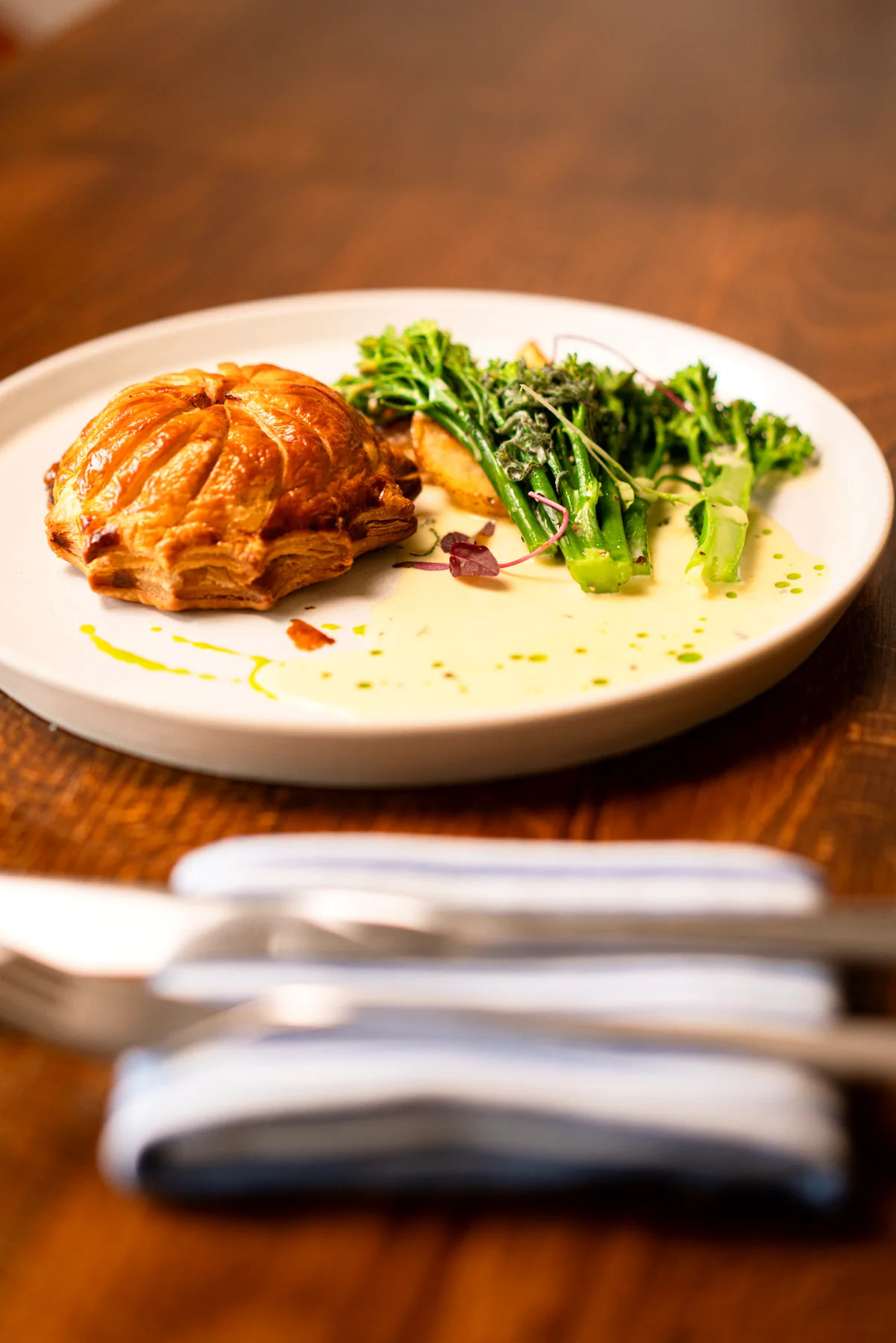 Lincolnshire Poacher, leek and potato pithivier at Edie's restaurant